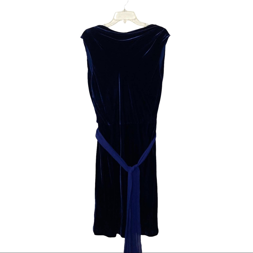 BCBGMaxAzria NWT Wms Medium Blue Velvet Cowl Back Cocktail Party Social Dress - Picture 2 of 16